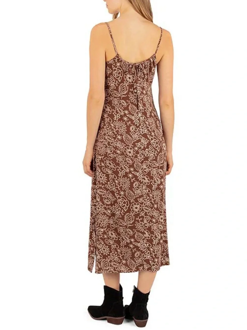 Brown Floral Slip Midi Dress - Women